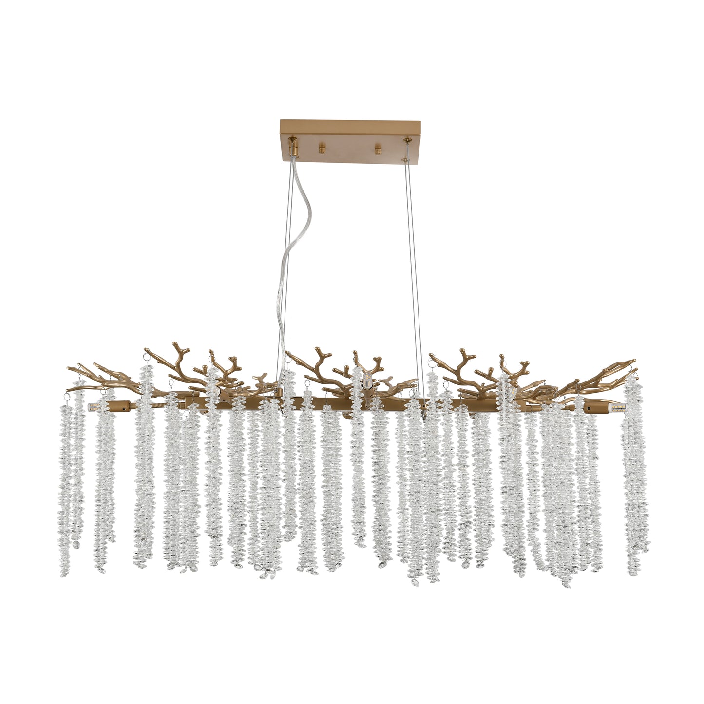 39-Inch Modern Gold Pendant Light with Cascading Crystal Strands - Living & Dining Room Fixture