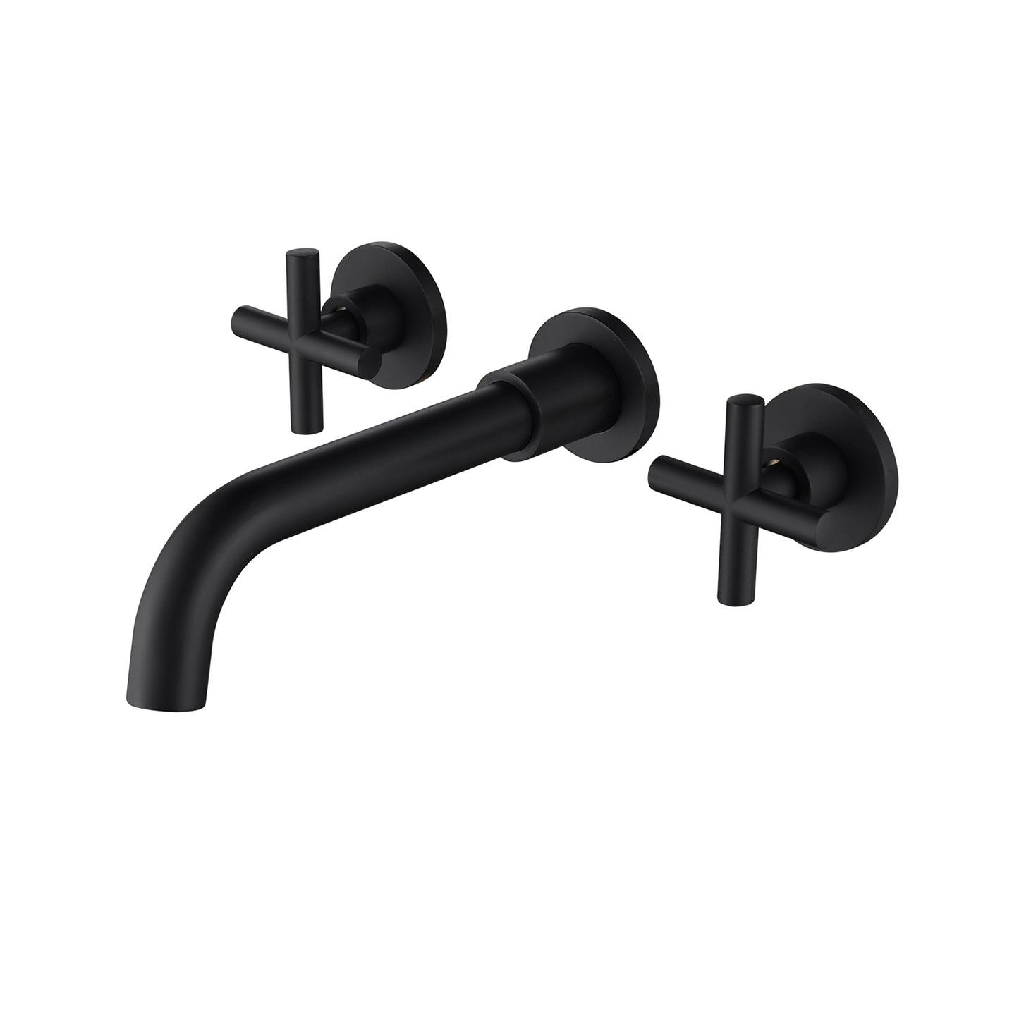 Wall-Mounted Bathroom Sink Faucet - Matte Black Brass