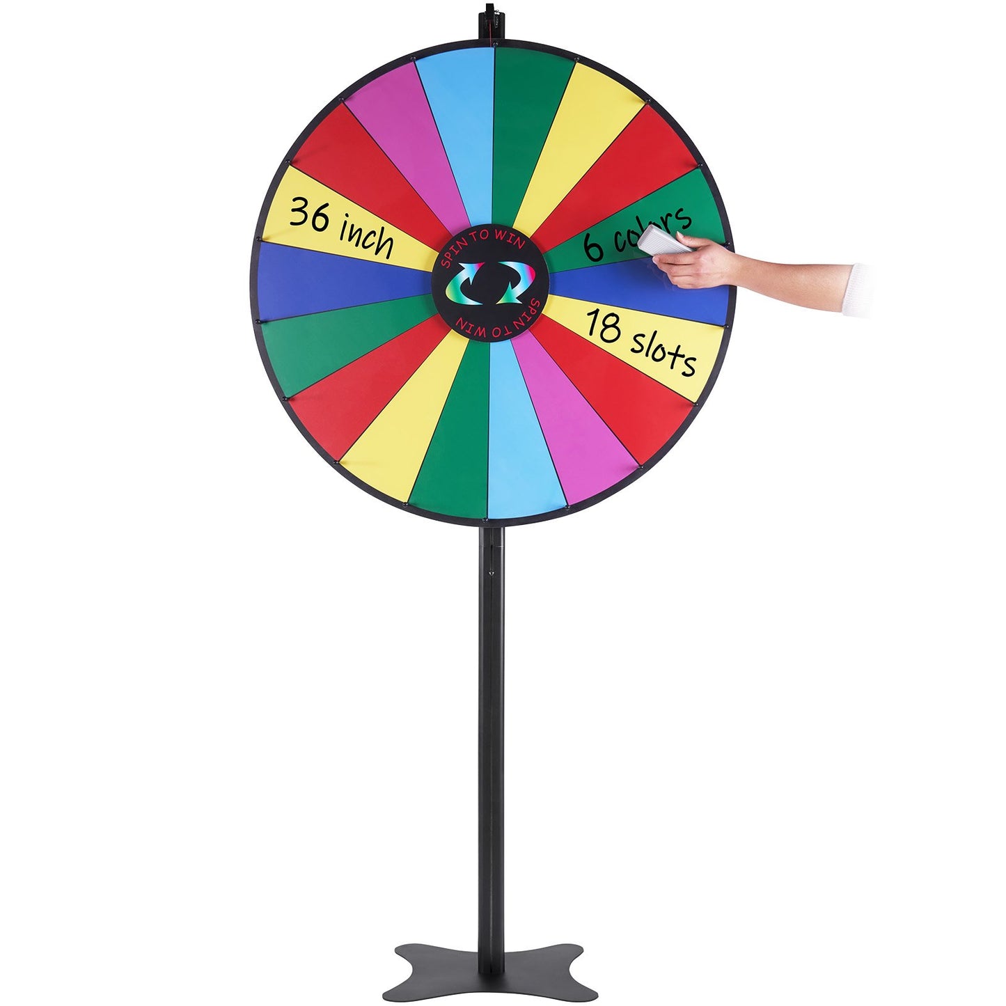 36 Inch Spinning Prize Wheel with 18 Customizable Slots - Black