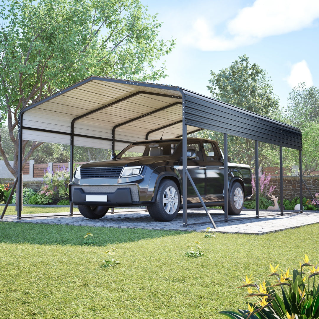Heavy Duty Galvanized Steel Carport Canopy with Waterproof Roof - Large Capacity Shelter