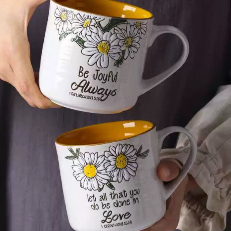 Large-Capacity Underglaze Colored Ceramic Mug - Microwave & Dishwasher Safe