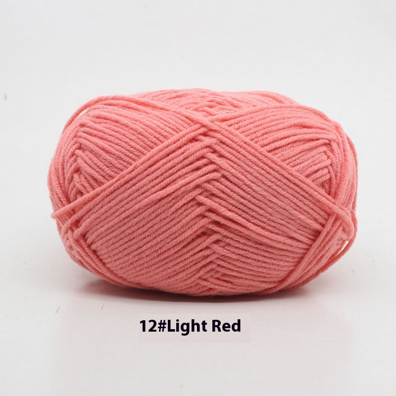 Four-Strand Milk Cotton Crochet Yarn Balls for Craft Projects - Multiple Colors