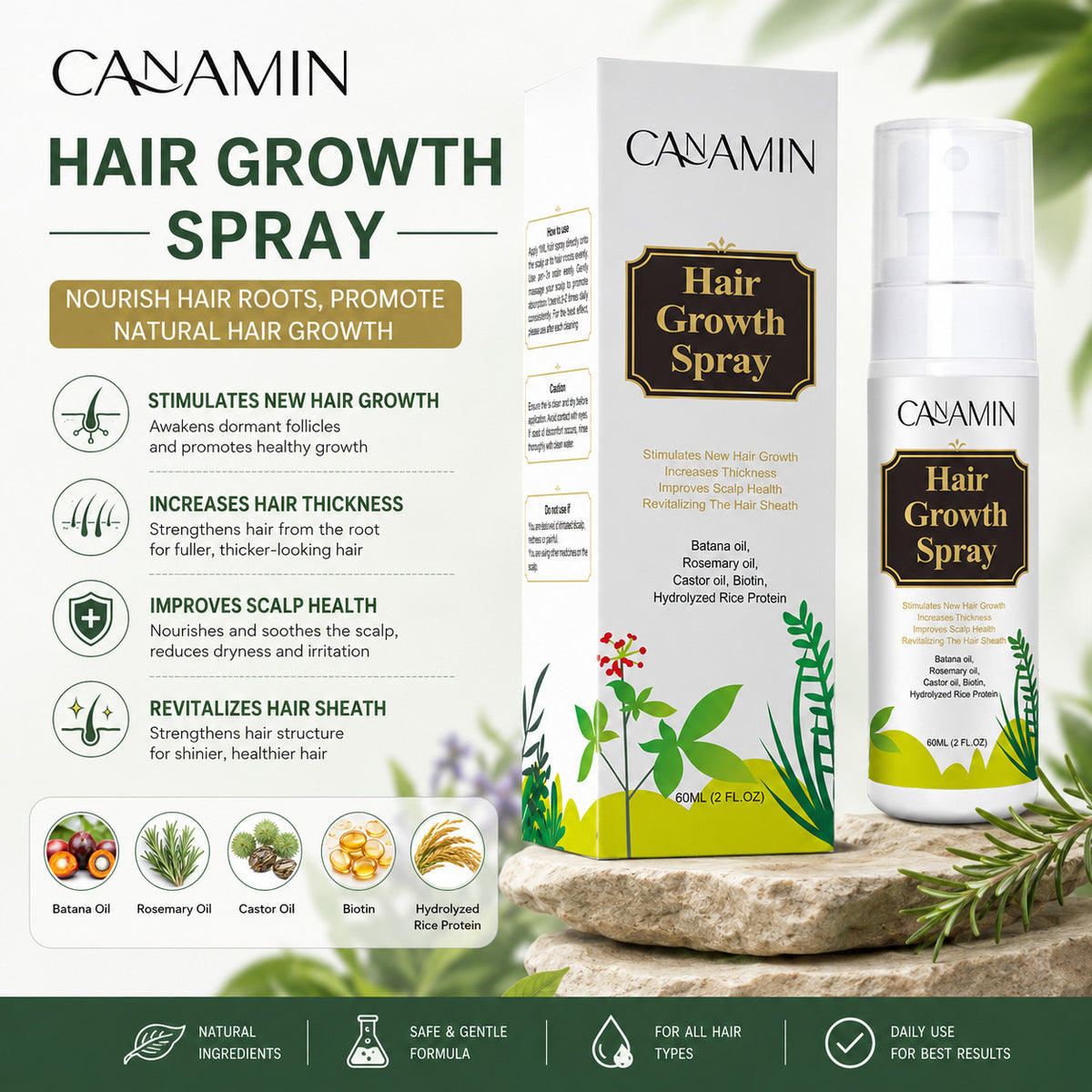 Hair Growth Spray with & Ginseng - 60ml