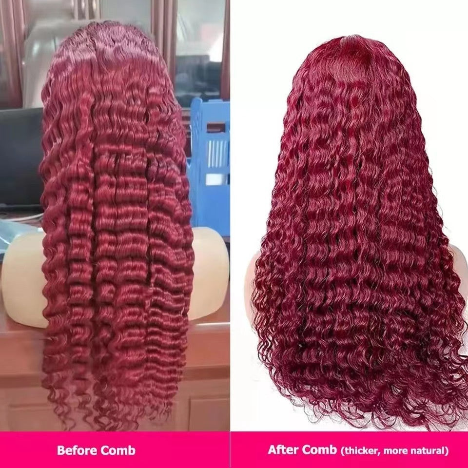 Long Lace Wig for Women - Versatile Wine Red Synthetic Hair Extension
