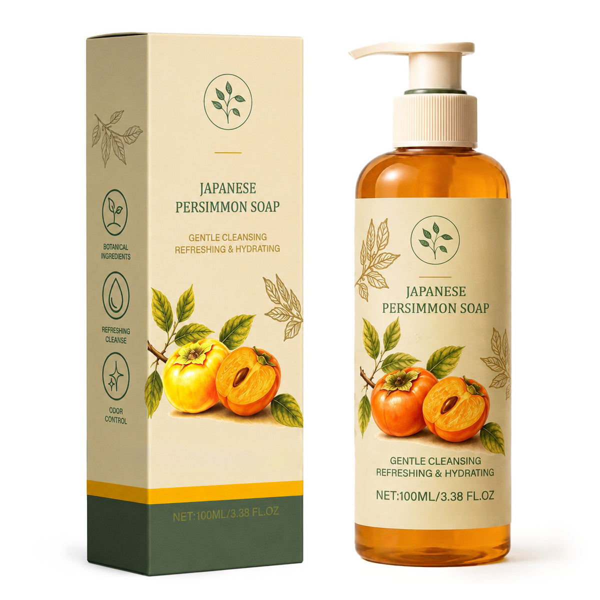Persimmon Body Wash with Rich, Creamy Lather - Refreshing Skin Care