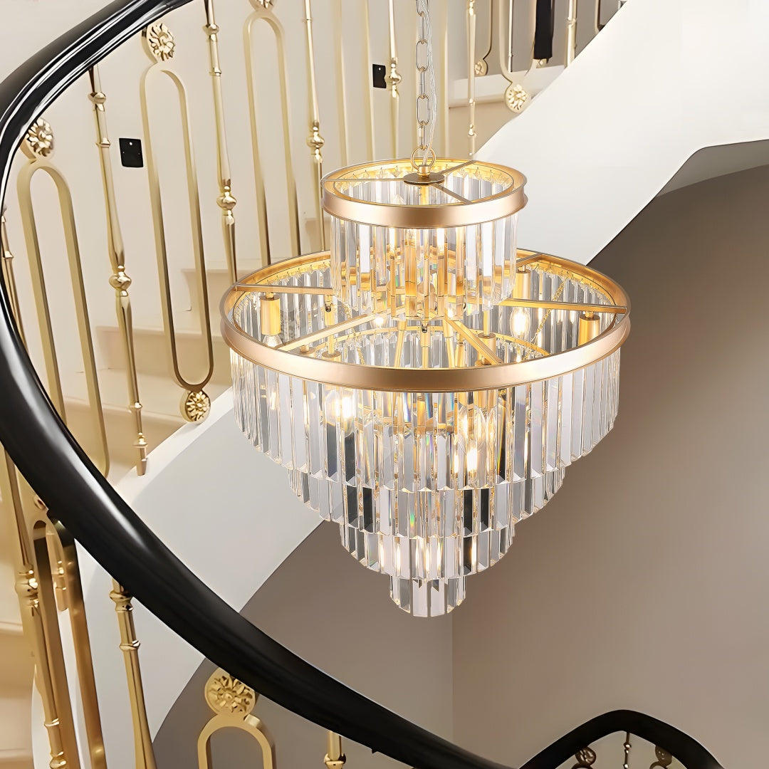 Modern Gold Crystal Chandelier Pendant Light - 23.6 Inch