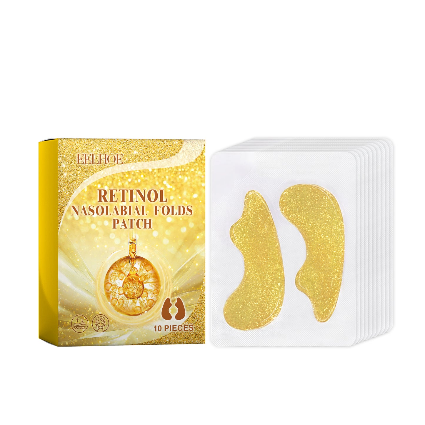 Retinol Nasolabial Folds Patches - Anti-Aging Smile Line Treatment (10 Pack)