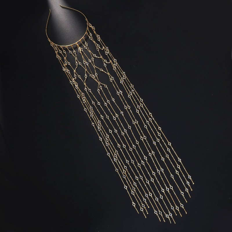 High-End Rhinestone Tassel Headband for Women - Elegant Hair Accessory