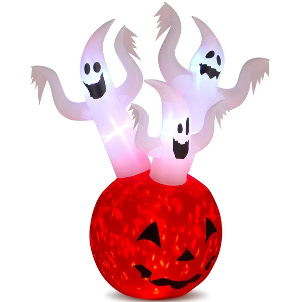 5.9 FT Halloween Inflatable Pumpkin Ghost with LED Lights