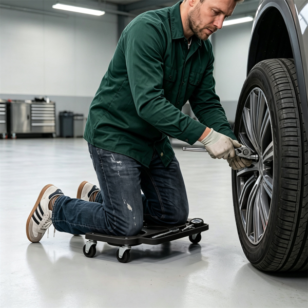 Rolling Knee Creeper with EVA Foam Cushions and Magnetic Tool Tray - Heavy Duty Garage and Auto Repair