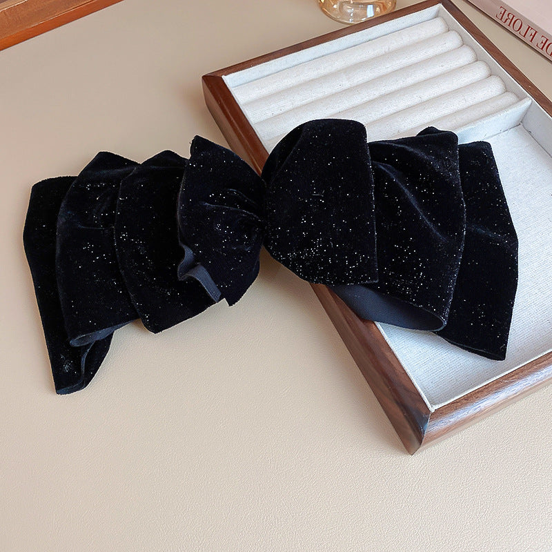 Velvet Bow Hair Clip with Spring Clip