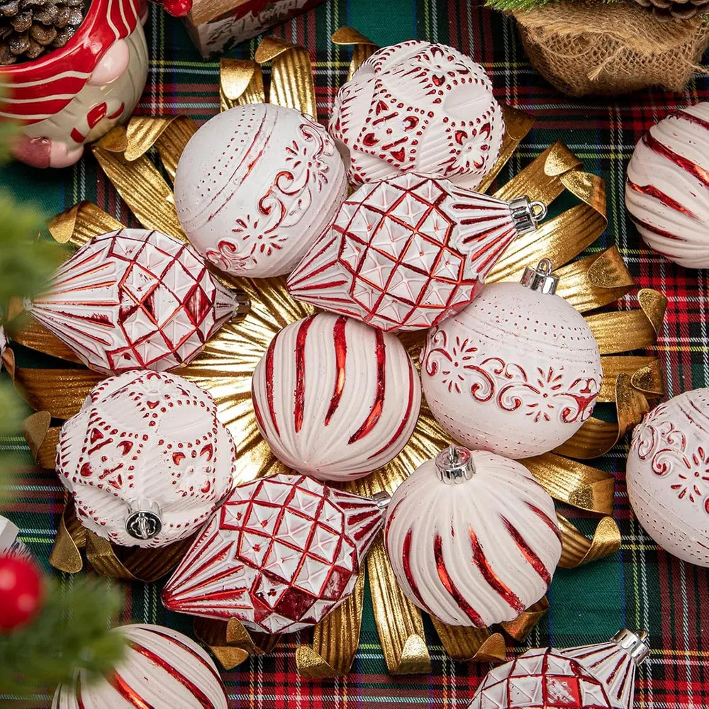 16-Piece Shatterproof Christmas Ball Ornaments Set - Hand-Painted Holiday Decor