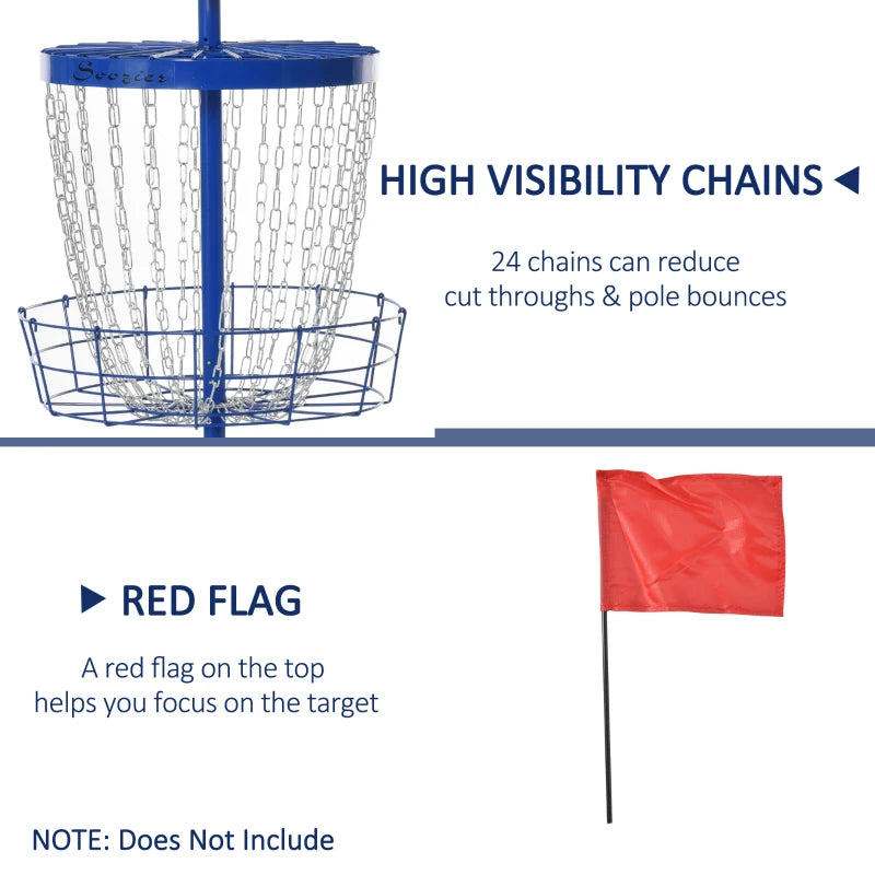 Portable Disc Golf Basket with 24 Chains & Carrying Bag - Deep Blue