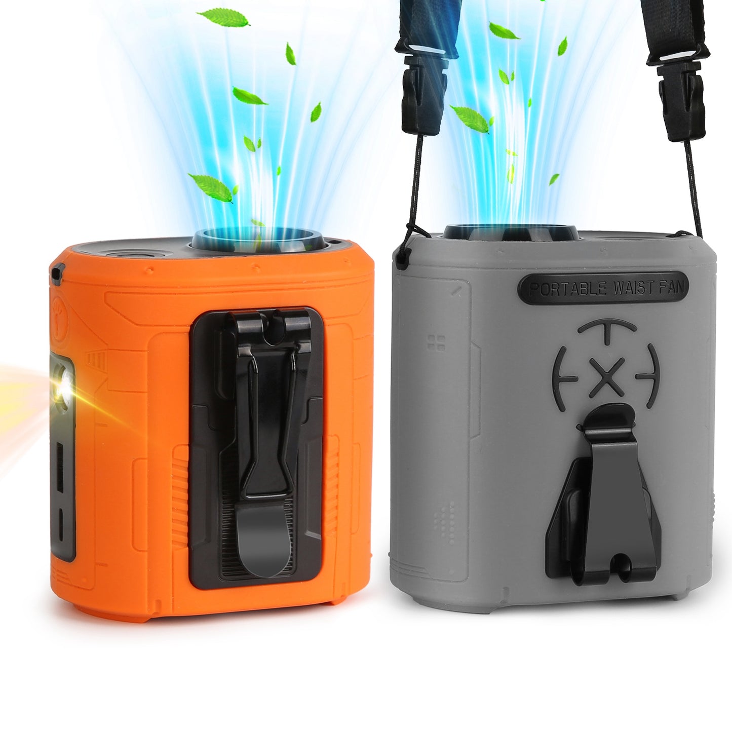 Portable 5-in-1 Waist Clip Fan with LED Light and Power Bank, Adjustable Speed