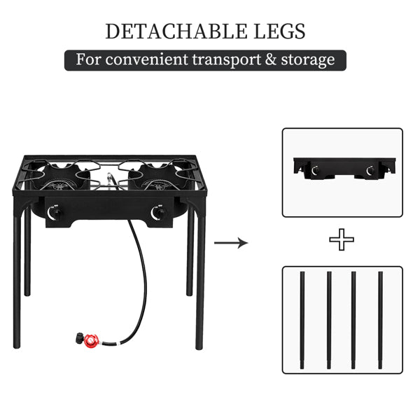 High-Power Double Burner Stove - 150,000 BTU Cast Iron