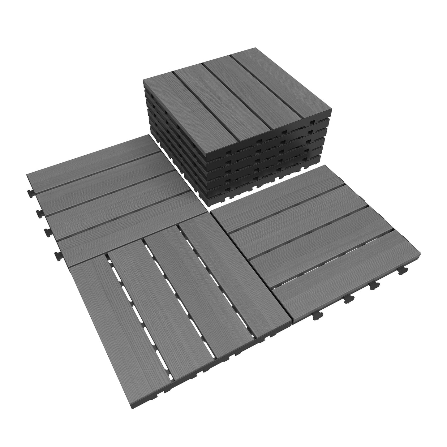 9 Pcs Interlocking Deck Tiles, 12 X HDPE Outdoor Flooring, Patio