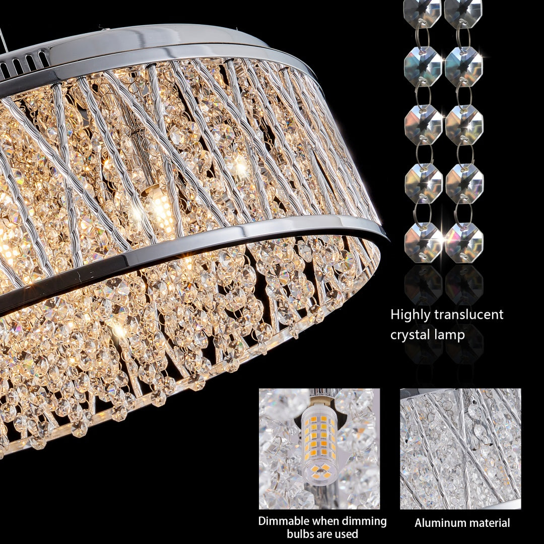 Modern Crystal Chandelier - 19 Inch Round Ceiling Light Fixture