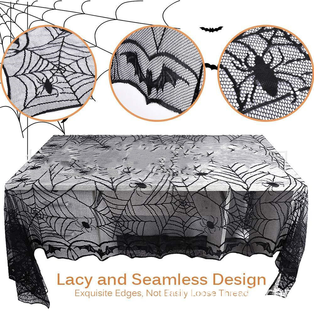 Halloween Bat Lace Tablecloth 122x244cm for Festive Decor