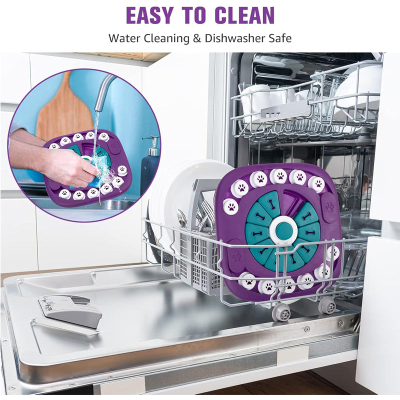 Interactive Dog Puzzle Toy Treat Dispenser for Large Medium Small Dogs - Purple