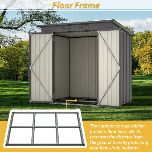 6 Ft x 4 Ft Outdoor Metal Storage Shed with Double Doors and Padlock