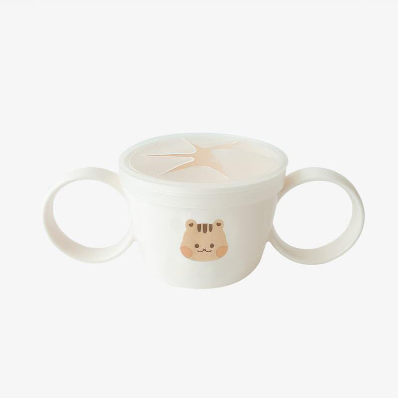 Binaural Baby Food Supplement Bowl with Lid & Straw - Microwave Safe