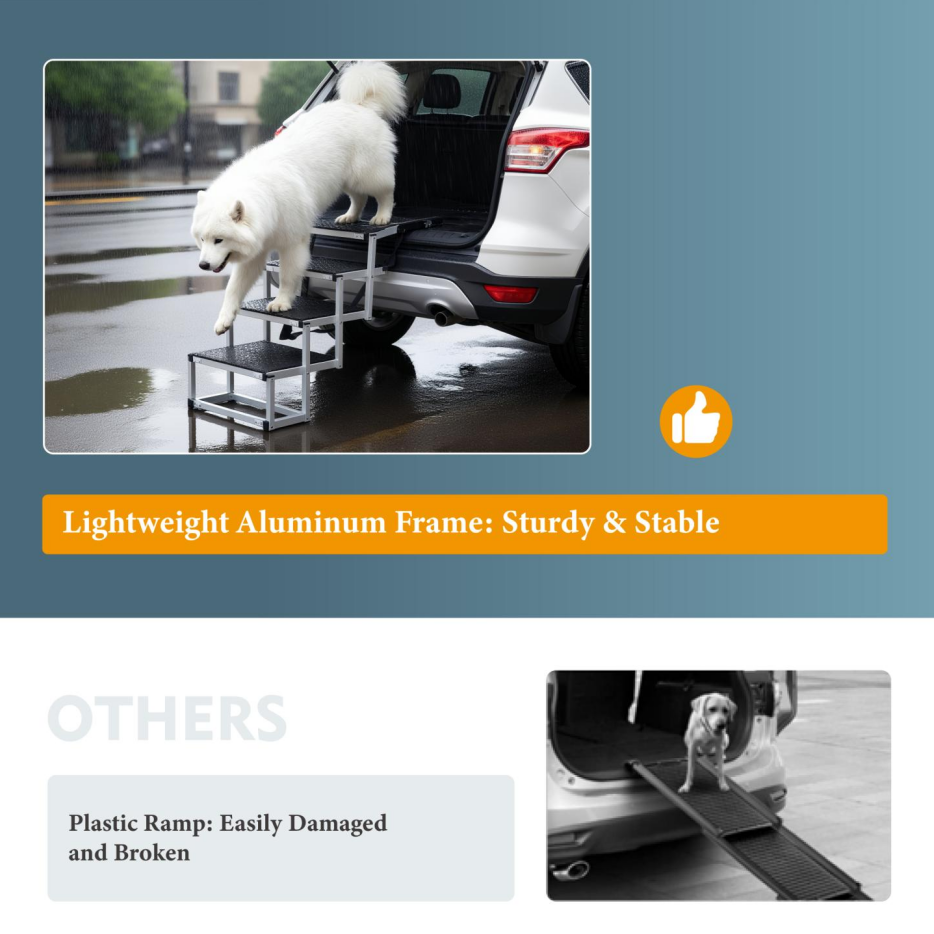 Foldable Dog Ramp for Cars SUV Truck Large Dogs Non-Slip Lightweight Supports 250lbs