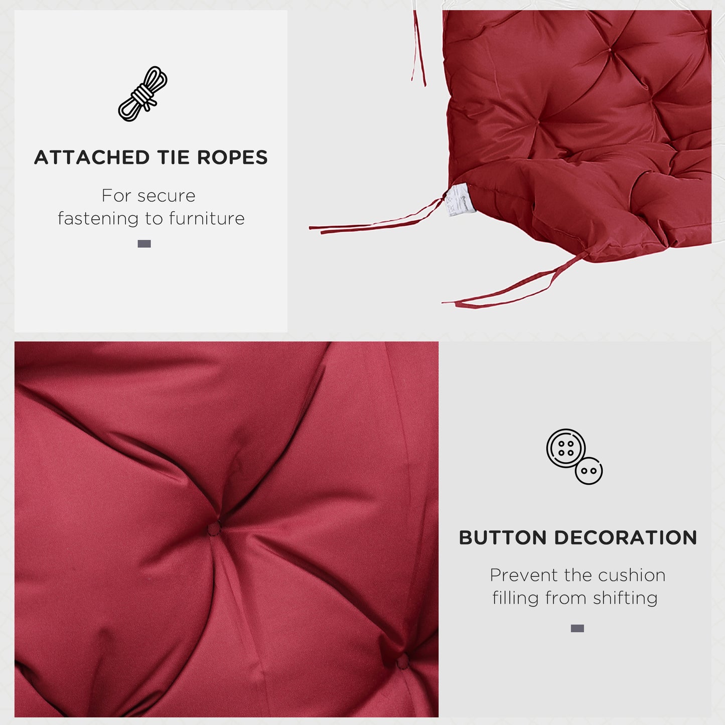 59" x 38" Tufted Outdoor Bench Cushion - Wine Red