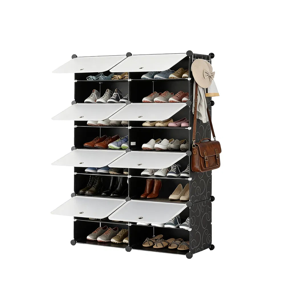 Shoe Rack Storage Cabinet, 8-layer Cabinet With Door, Stackable And