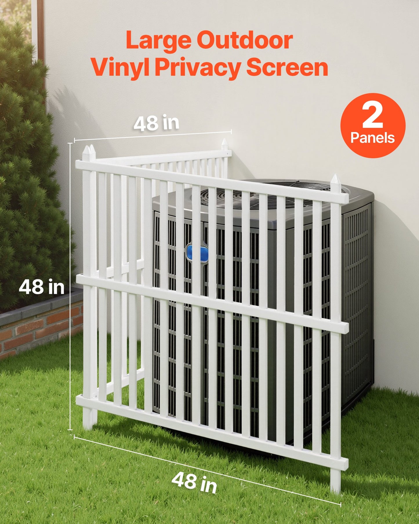 Black Outdoor Privacy Fence Panels Set - 48x48 Inches with Ground Stakes for Air Conditioners & Trash Cans