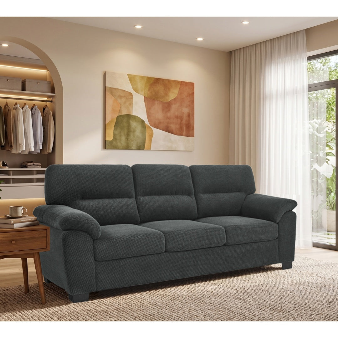 Modern Dark Gray 3-Seater Sofa - Comfortable Upholstered Couch