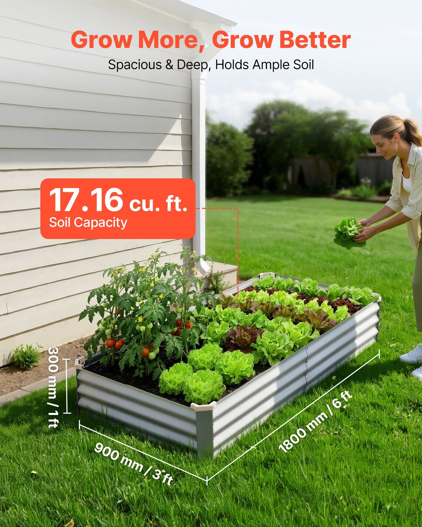 Black Galvanized Raised Garden Bed 6x3x1 ft Outdoor Planter Box Kit with Gloves