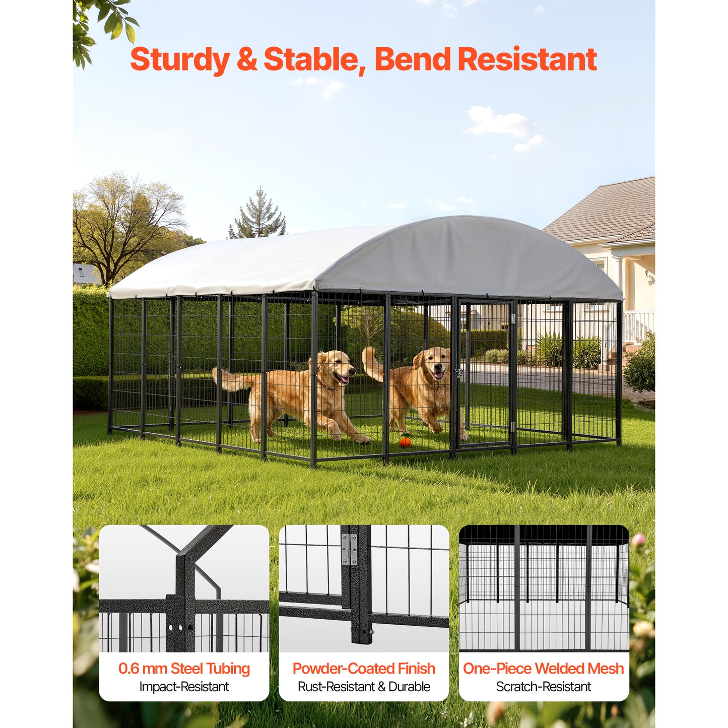 Large Outdoor Dog Kennel 9.8x9.8x5.4 Ft Waterproof UV-Resistant Roof Lockable Cage