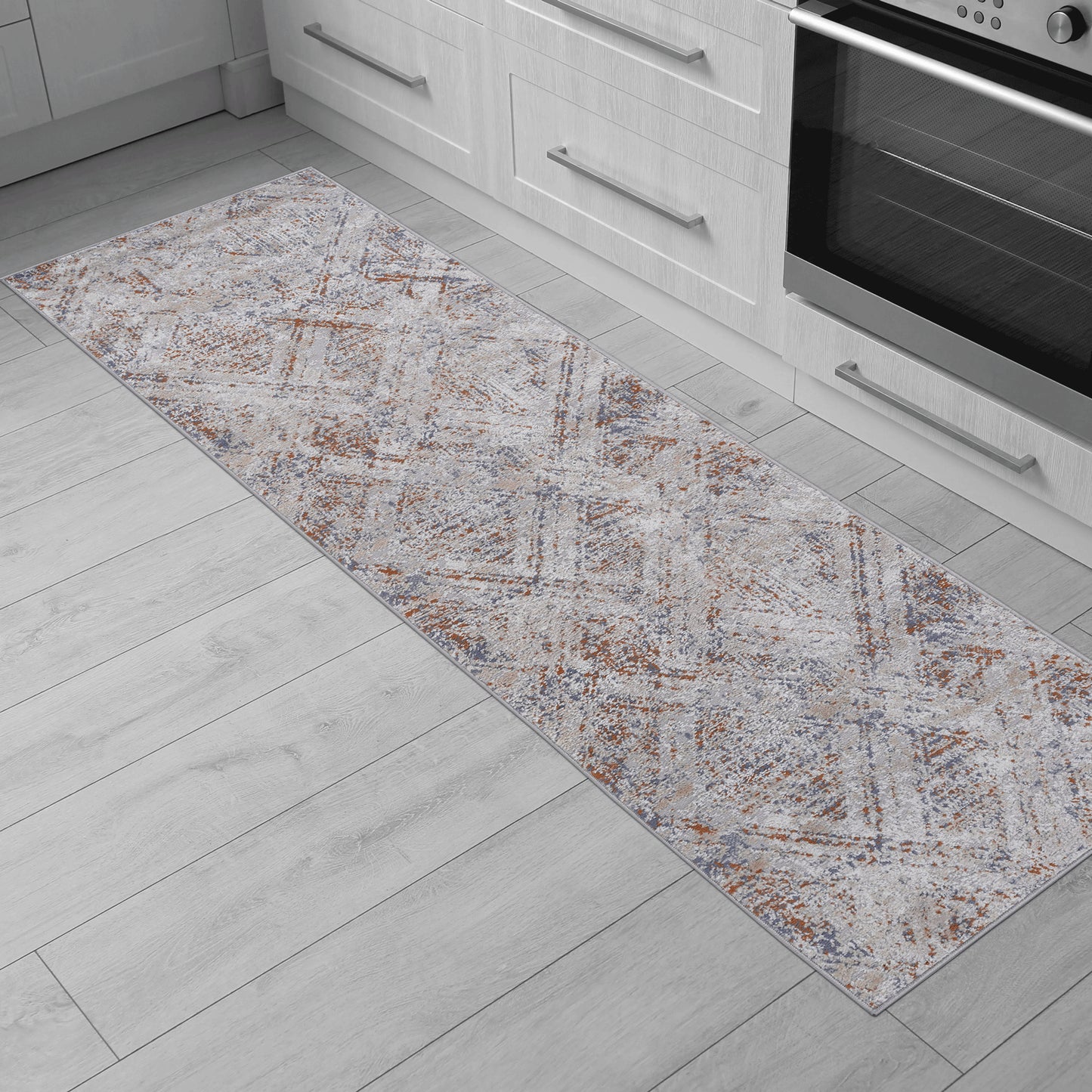 PAYAS 2X8 Beige Geometric Runner Rug