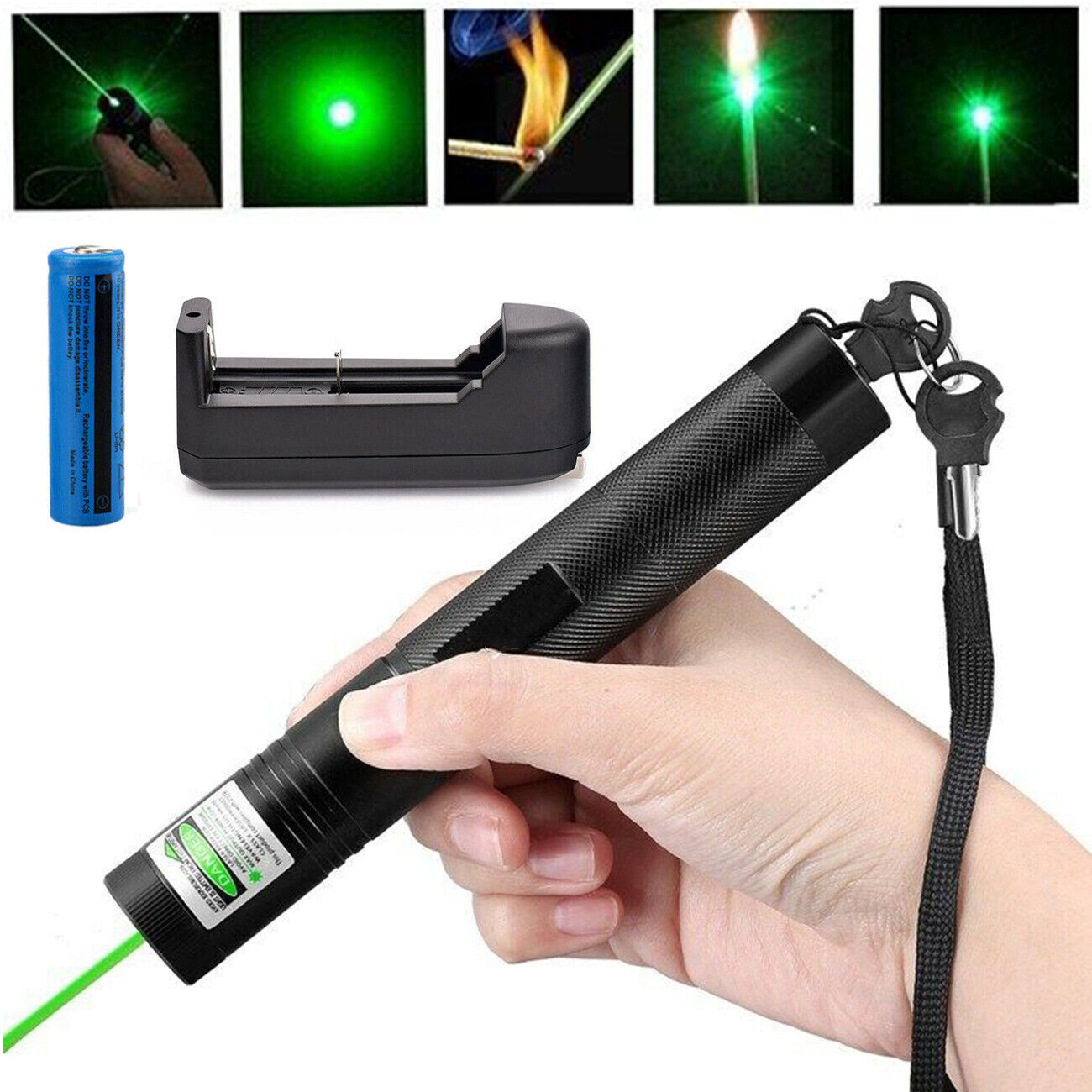 High Power Green Laser Pointer Pen Light - USB Rechargeable, 532nm