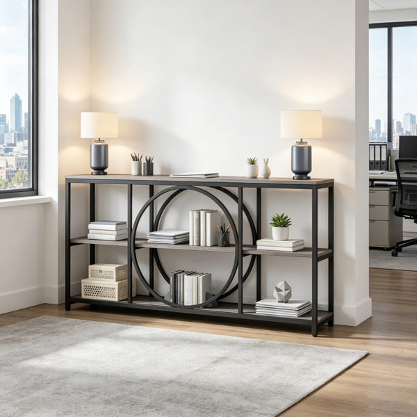 Narrow Console Table with Storage - 70.9 Inch, Rustic Design