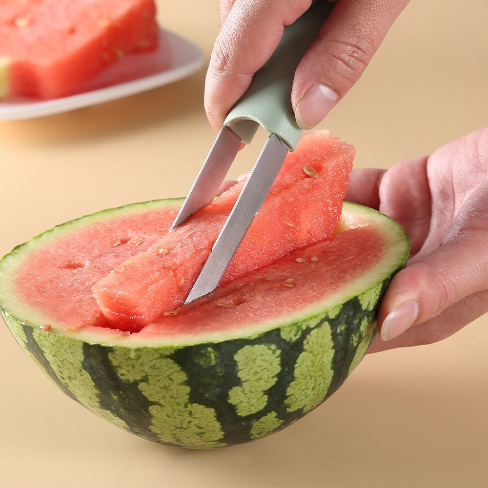 3-in-1 Watermelon Cutter Tool - Stainless Steel Slicer & Fork