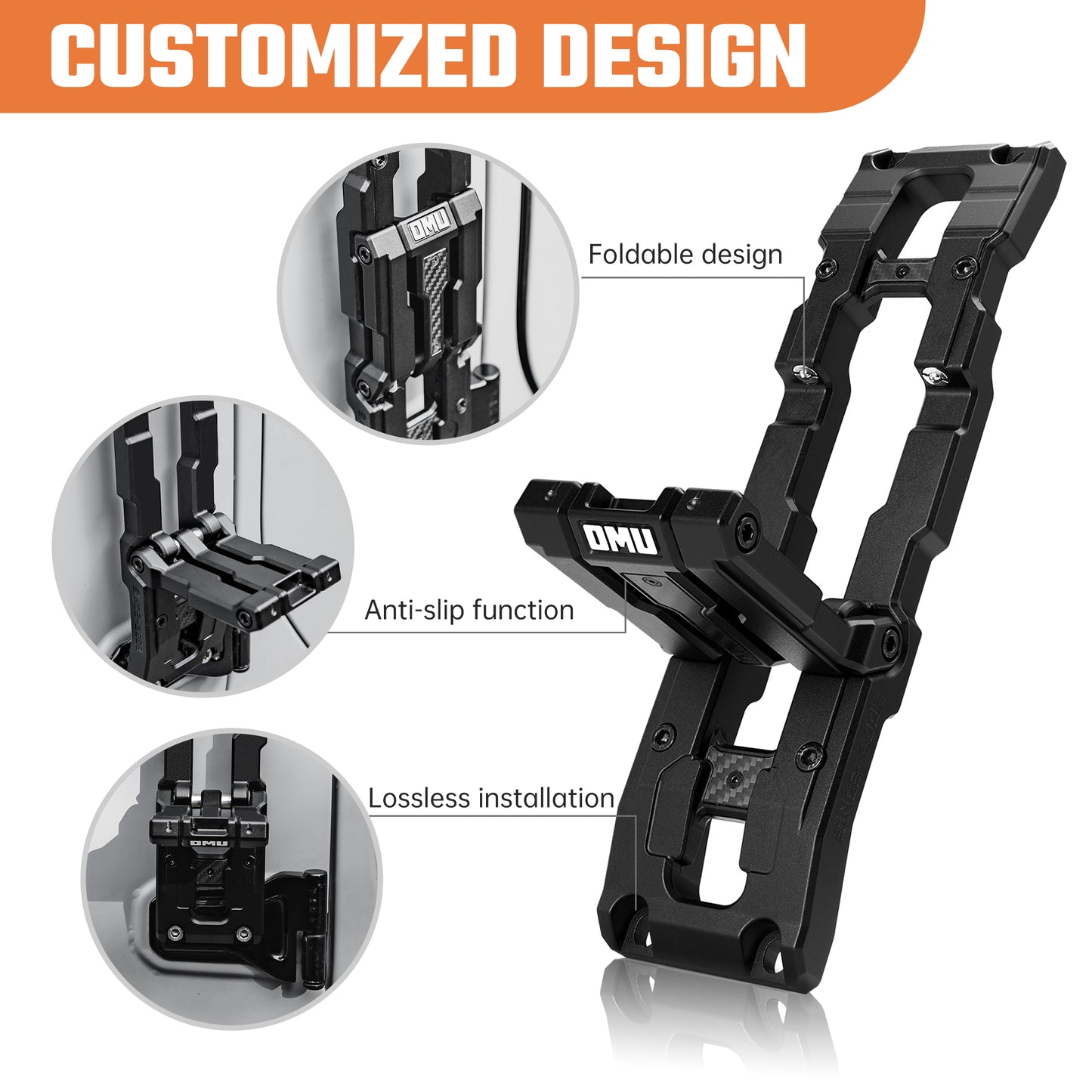 Aluminum Door Hinge Step for Jeep Wrangler & Gladiator - Black