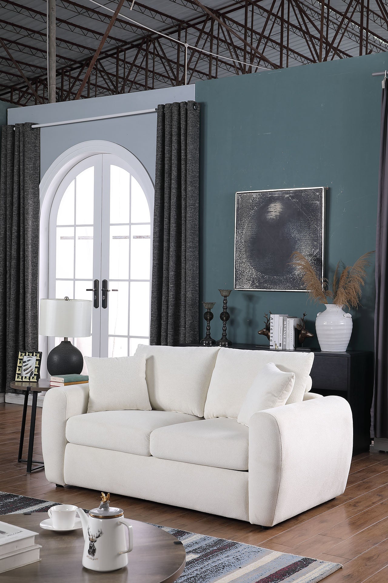 Beige Modern Minimalist Sofa - 2-Seater Medium-Soft Comfort