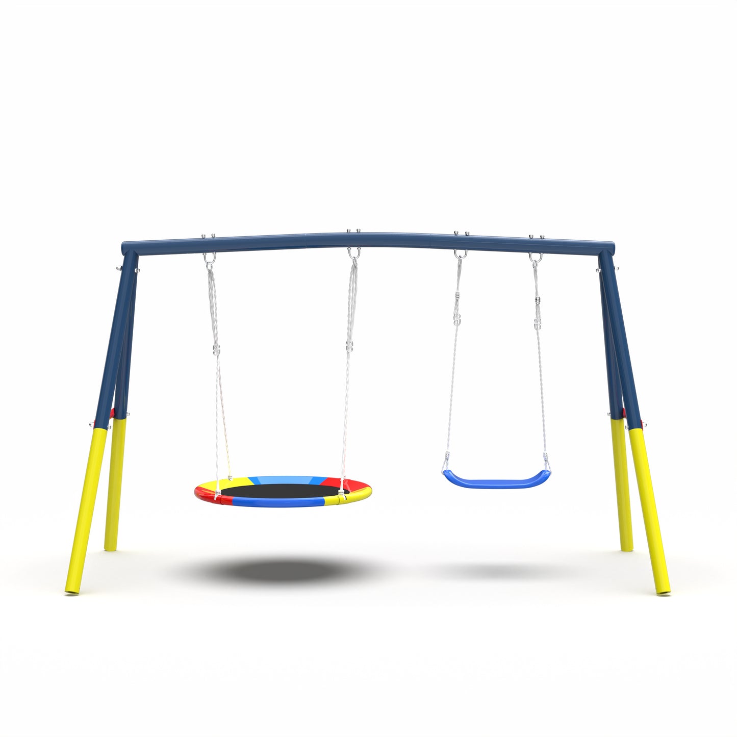 Heavy-Duty Swing Set for Backyard - 330lbs Capacity with Saucer & Belt Swings - Blue