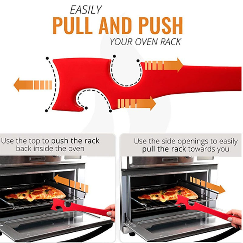 Silicone Oven Rack Push Pull Tool with Longer Handle - Set