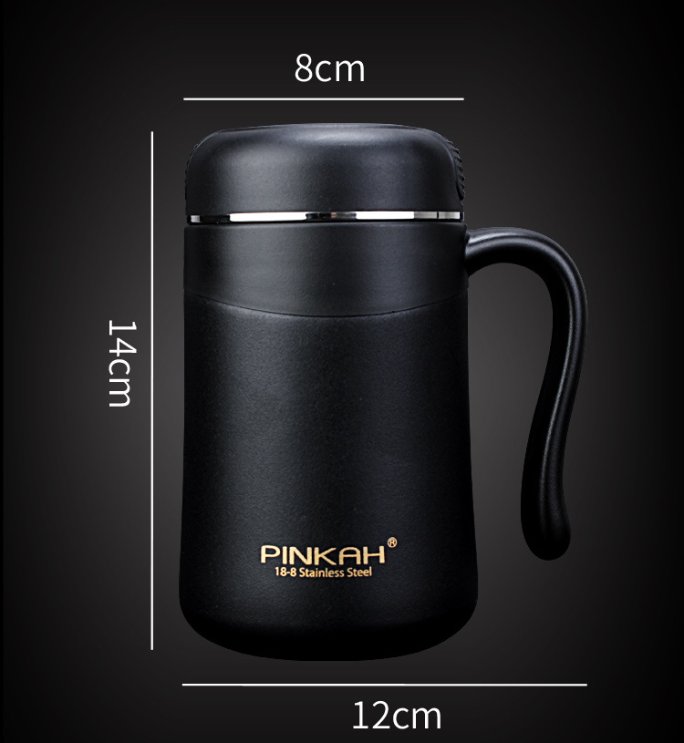 350ml Office Mug with Handle and Tea Drain, Insulated Drinkware