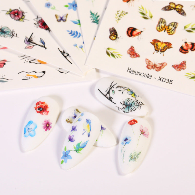 Nail Art Butterfly Sticker Flower Leaf Decal Kit - Assorted Formats