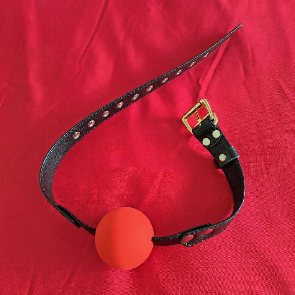 Adult Leather Mouth Plug Ball Toy for Wellness & Play - Adjustable
