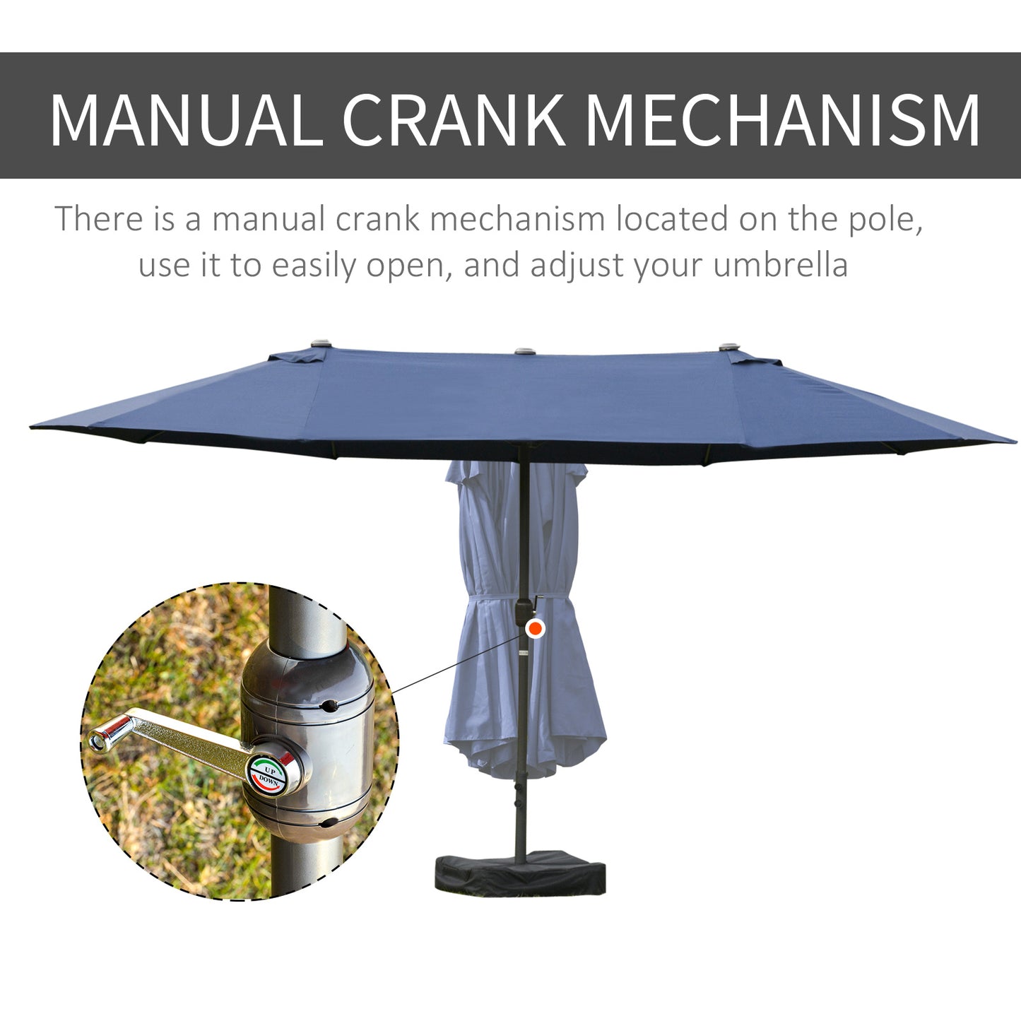 Double-Sided Patio Umbrella - Rust-Resistant Steel, Dark Blue