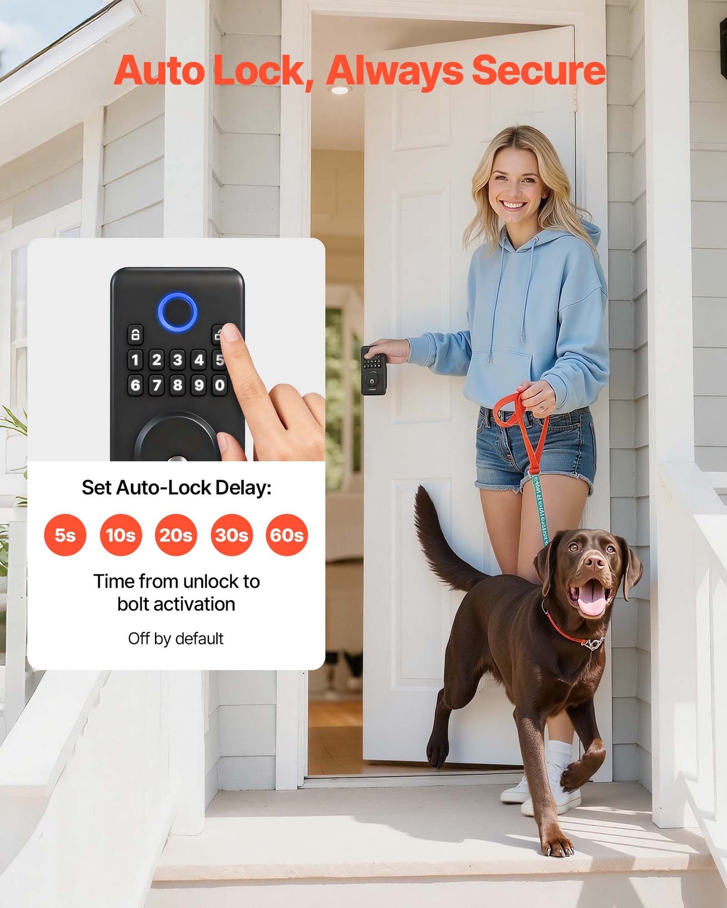 Keyless Entry Door Lock Electronic Deadbolt with Custom Codes - Matte Black