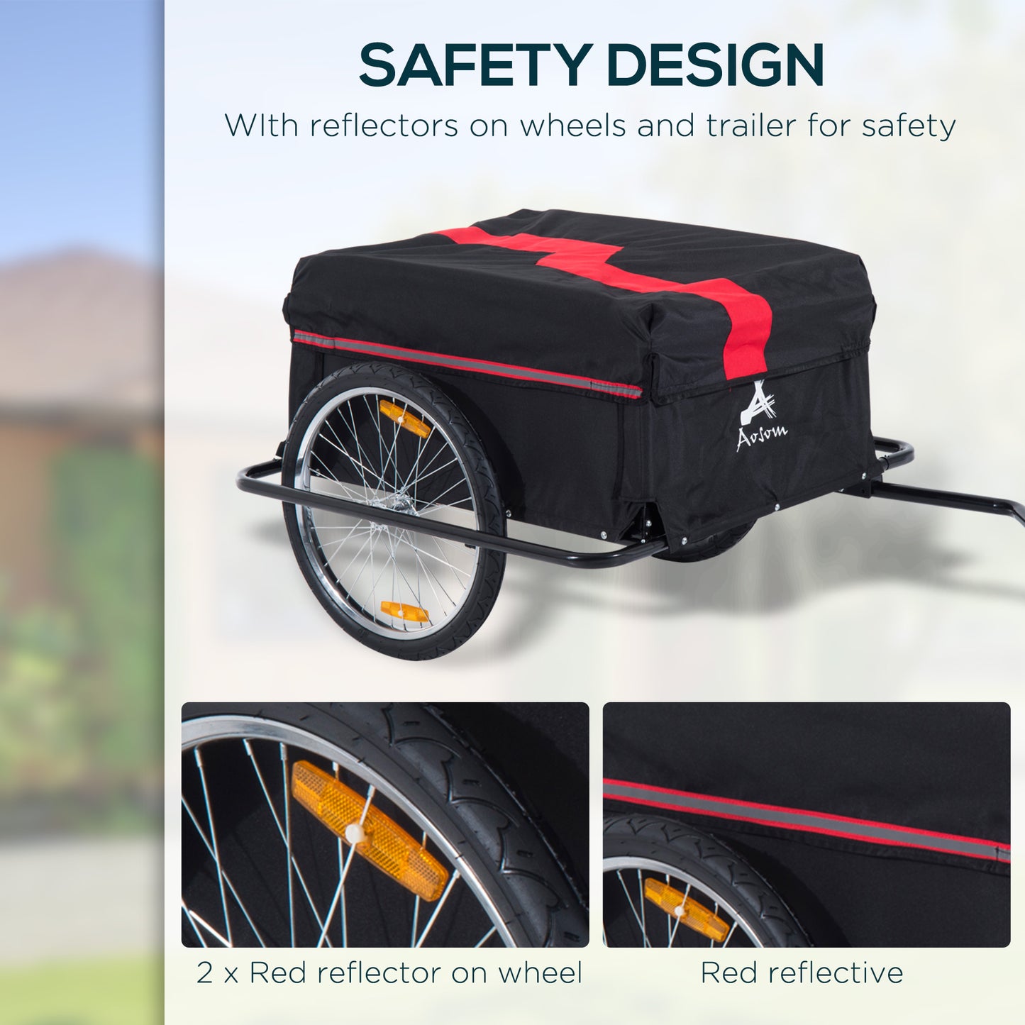 Bicycle Cargo Trailer with Removable Cover - 20" Wheels, Red