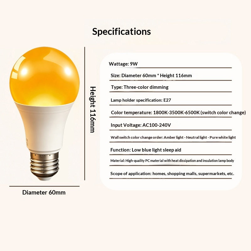 Flicker-Free RGB LED Bulb with Dimming and Energy Saving, E27/E26/B22