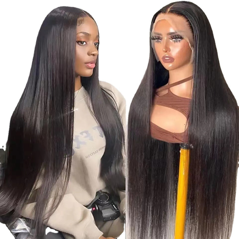 Long Straight Synthetic Wig for Women - High-Temperature Fiber, Black