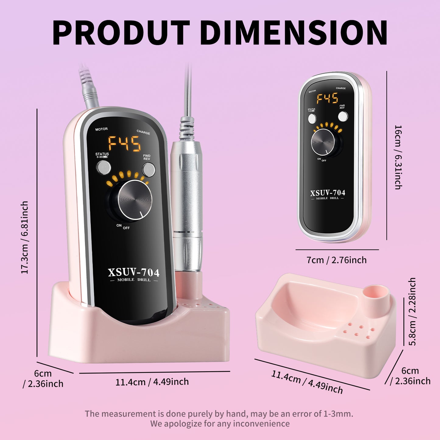 Professional Rechargeable Electric Nail Drill, 40000 RPM Portable Nail File