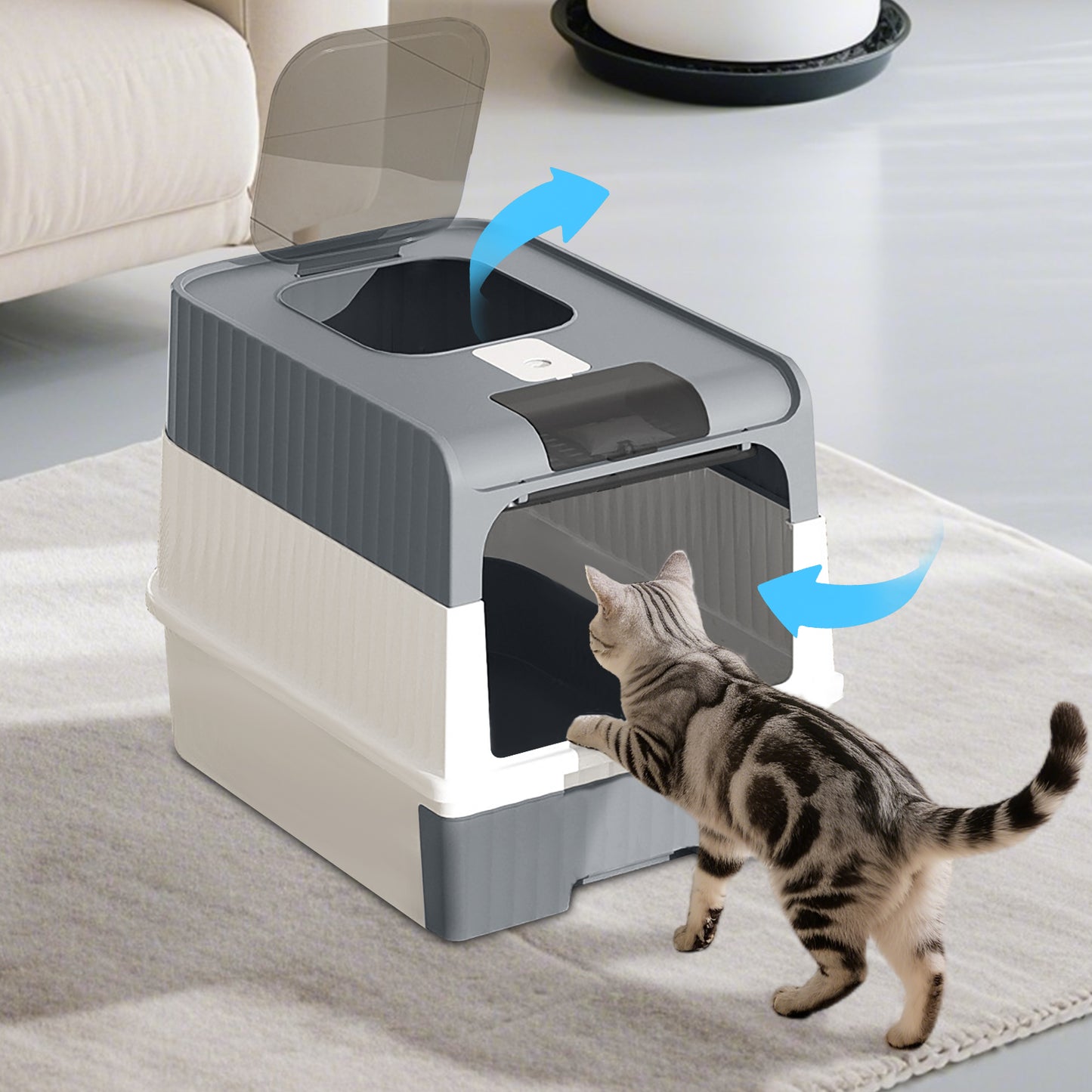 Self Pickup Cat Litter Box with Magic Cube Design - Multiple Colors Available